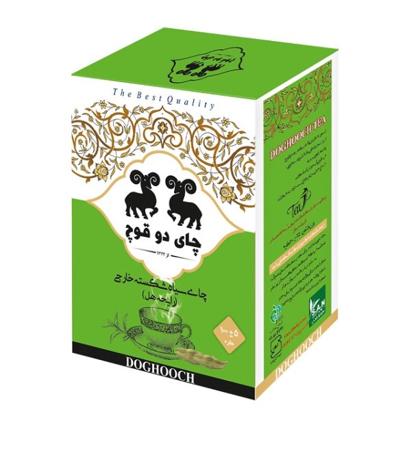 چای سیاه شکسته دو قوچ با رایحه هل 100 گرمی